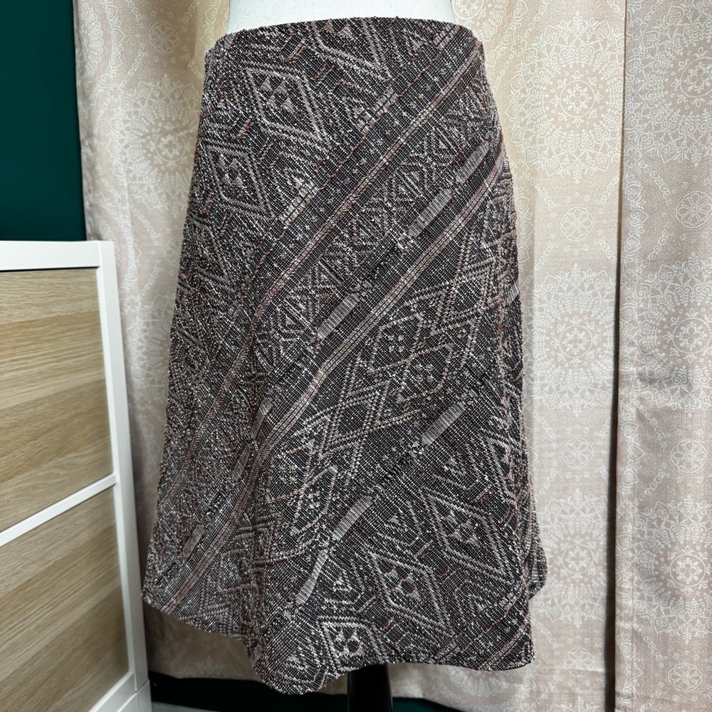 Margaret M Tapestry Like Textured Knit A-Line Knee Length Skirt Size Small
